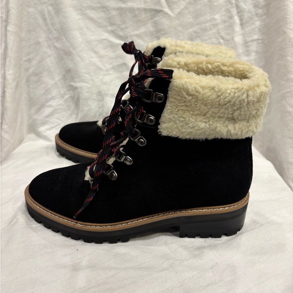 The Fix Women’s Shearling and Leather Black and Cream Winter Boots for Women